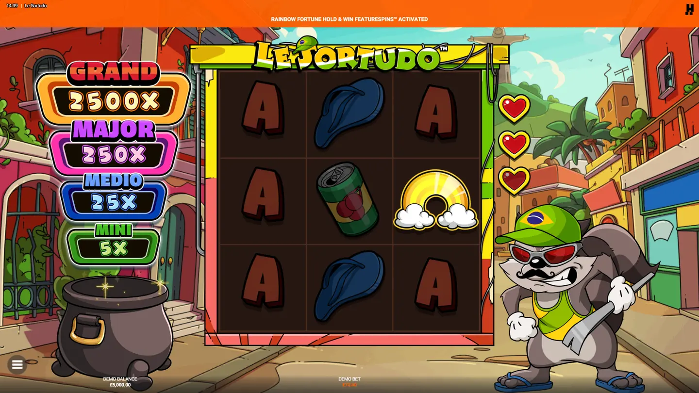Rainbow Fortune Hold and Win launch screen right after the scatter trigger