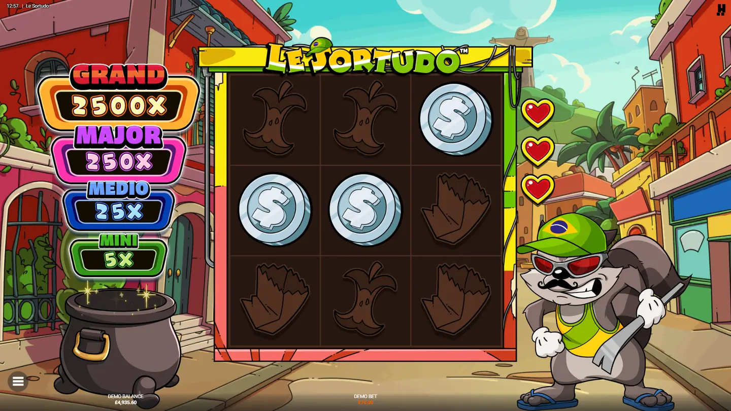 Life Meter and sticky Coin, Clover and Pot of Gold symbols mid Hold and Win round